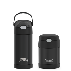 12oz FUNtainer® Water Bottle & 10oz Food Jar Bundle - Matte Black