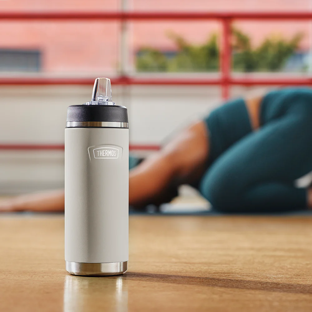 Thermos® 18oz Icon™ water bottle in Granite — lifestyle photo in use